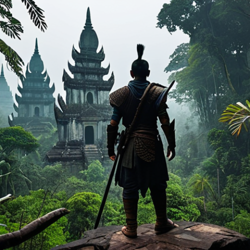**

"A brave Shadow Hunter, fully clothed in modest leather armor appropriate for jungle exploration, stands at the edge of the Cursed Forest in Thailand. Ancient temple ruins are visible deep within the dark and overgrown jungle. Fog hangs heavy in the air. Safe for work, appropriate content, family-friendly, perfect anatomy, correct proportions, well-formed hands, professional digital art, high quality."

**