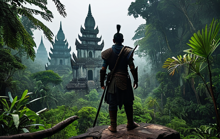 **

"A brave Shadow Hunter, fully clothed in modest leather armor appropriate for jungle exploration, stands at the edge of the Cursed Forest in Thailand. Ancient temple ruins are visible deep within the dark and overgrown jungle. Fog hangs heavy in the air. Safe for work, appropriate content, family-friendly, perfect anatomy, correct proportions, well-formed hands, professional digital art, high quality."

**